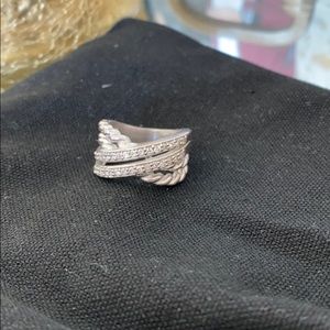 DY CROSSOVER RING with diamonds